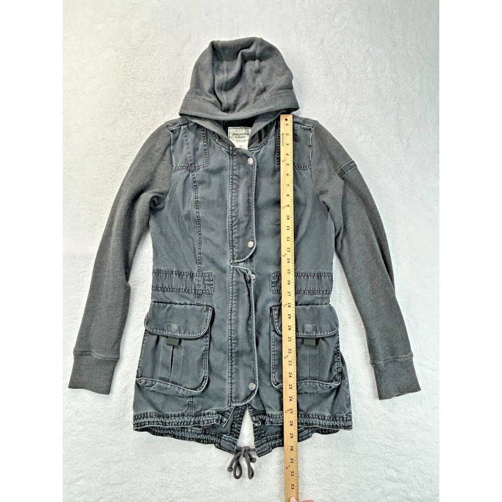 A&F Abercrombie & Fitch‎ Military Utility Hoodie Jacket Women M Gray - Picture 4 of 9